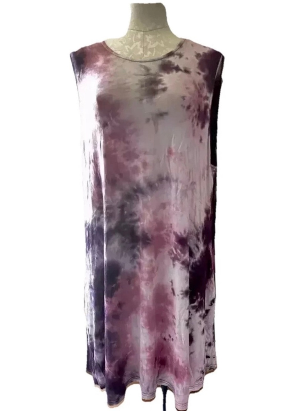 NWT Riley & James Plum Purple Tie Dye Tank Swing Dress Plus 3X